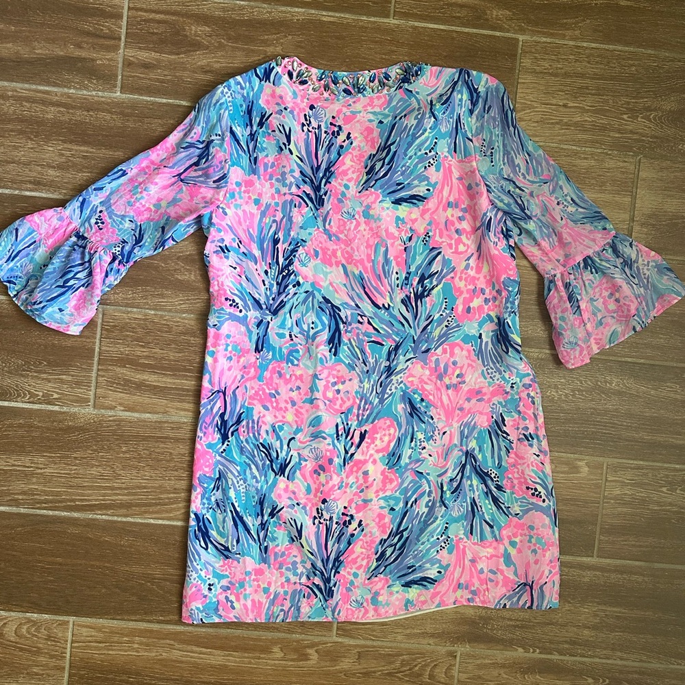 Lilly Pulitzer mid-length Sleeve Dress - Pink and Blue Floral